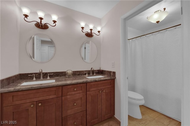 3753 Meadowcrest Dr, Las Vegas, NV 89121 - bathroom with double vanity and a shower with shower curtain