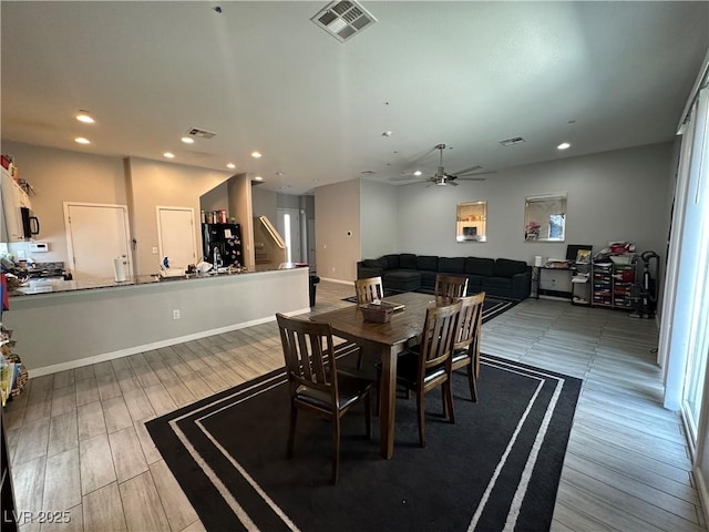 6450 Cinnamon Hazlenut St, North Las Vegas, NV 89084 - dining space with recessed lighting, a ceiling fan, and wood finished floors