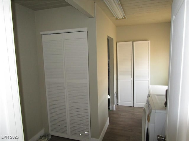 6409 Burgundy Way, Las Vegas, NV 89107 - laundry room featuring dark wood finished floors and washer and clothes dryer