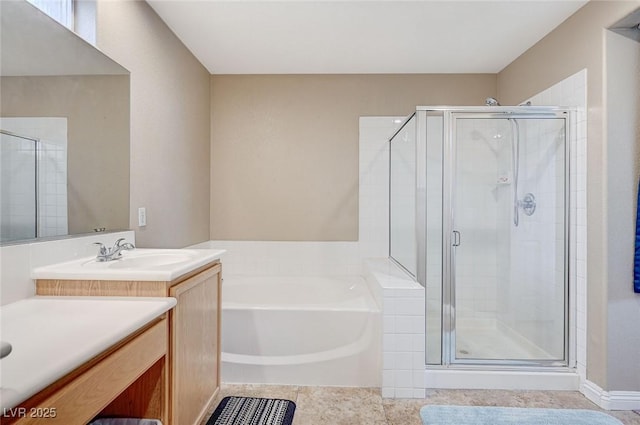 967 Coronado Peak Ave, Las Vegas, NV 89183 - bathroom featuring a shower stall, vanity, and a bath