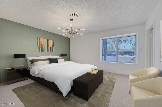 1705 Westwind Rd, Las Vegas, NV 89146 - bedroom featuring carpet flooring, a chandelier, and a textured ceiling
