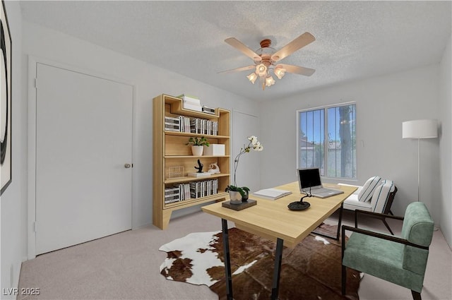 1705 Westwind Rd, Las Vegas, NV 89146 - carpeted office featuring ceiling fan and a textured ceiling