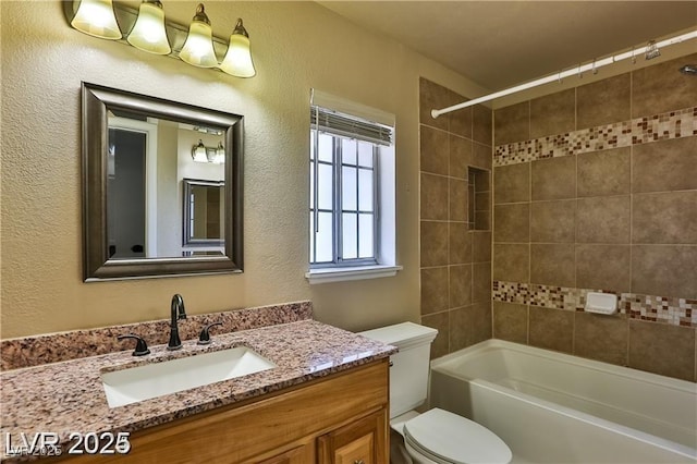 722 Barrie Ct, Henderson, NV 89002 - full bathroom with vanity, bathtub / shower combination, and a textured wall