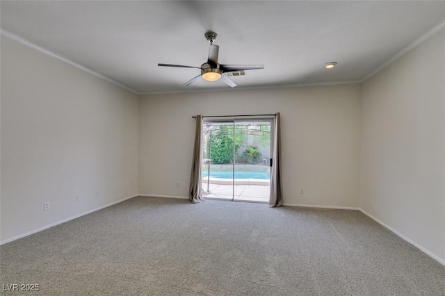 1453 Doggett Ave, Las Vegas, NV 89123 - carpeted empty room with ornamental molding and a ceiling fan