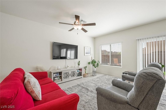 7730 Moore Creek Ln, North Las Vegas, NV 89084 - tiled living area featuring a ceiling fan