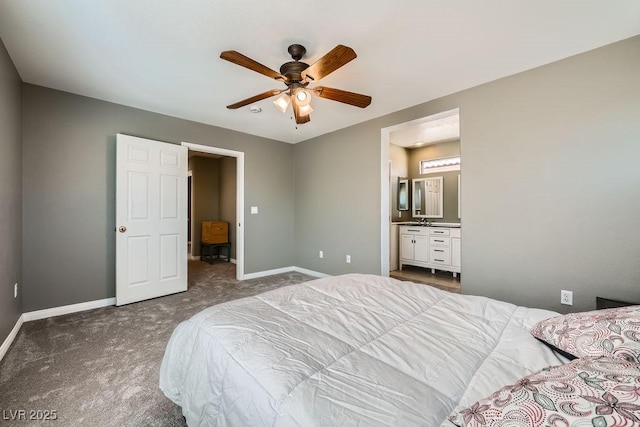 6125 Broken Slate Way, Las Vegas, NV 89139 - bedroom featuring carpet floors, ensuite bath, and a ceiling fan