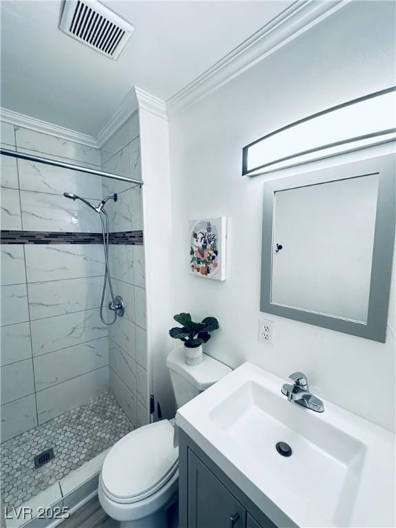 5821 Marka Dr, Las Vegas, NV 89108 - full bath with vanity, a stall shower, and crown molding