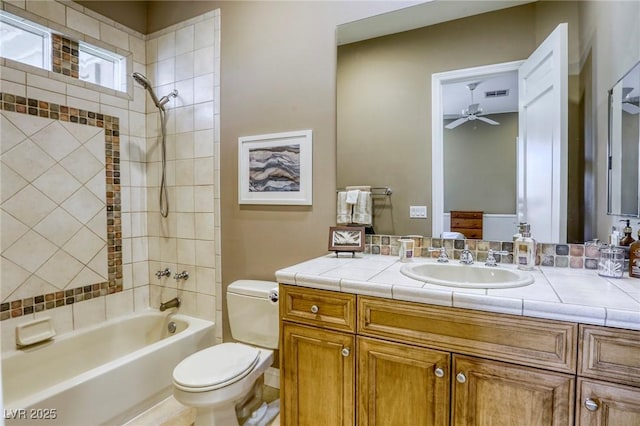 2008 Winter Wind St, Las Vegas, NV 89134 - bathroom featuring ceiling fan, bathing tub / shower combination, and vanity