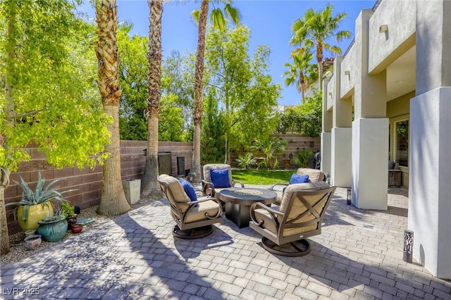 2008 Winter Wind St, Las Vegas, NV 89134 - view of patio with an outdoor fire pit