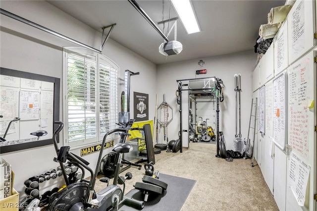 2008 Winter Wind St, Las Vegas, NV 89134 - workout room with carpet flooring and a garage
