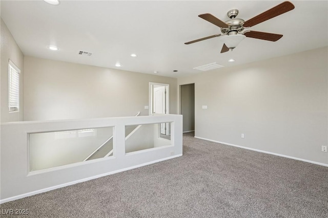 3609 Kingfishers Catch Ave, North Las Vegas, NV 89084 - unfurnished room featuring carpet flooring, a ceiling fan, and recessed lighting