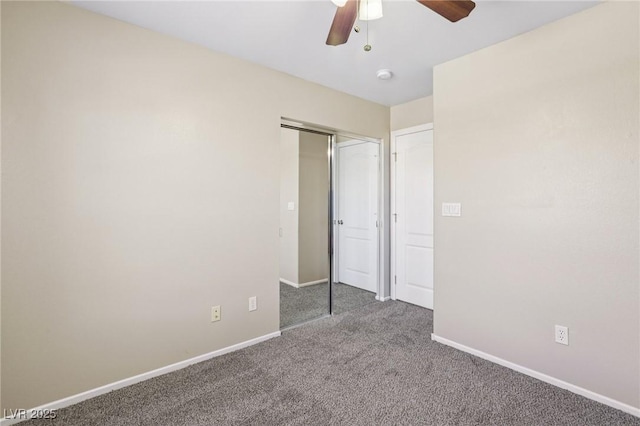 3609 Kingfishers Catch Ave, North Las Vegas, NV 89084 - unfurnished bedroom featuring carpet floors, a closet, and a ceiling fan