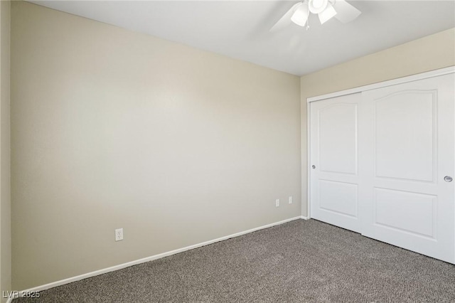 3609 Kingfishers Catch Ave, North Las Vegas, NV 89084 - unfurnished bedroom featuring carpet flooring, a closet, and ceiling fan