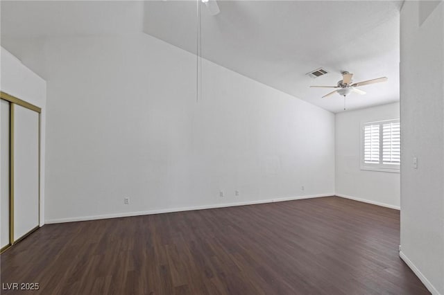 6209 Lenaking Ave, Las Vegas, NV 89122 - spare room featuring a ceiling fan and dark wood-style floors