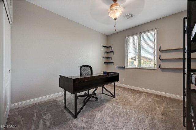 7311 Spring Flower Ave, Las Vegas, NV 89117 - carpeted home office with a ceiling fan and baseboards