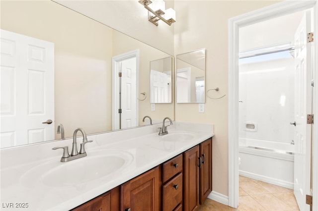 2755 Asgard Ave, Las Vegas, NV 89121 - full bath featuring double vanity, tile patterned flooring, and shower / bathtub combination