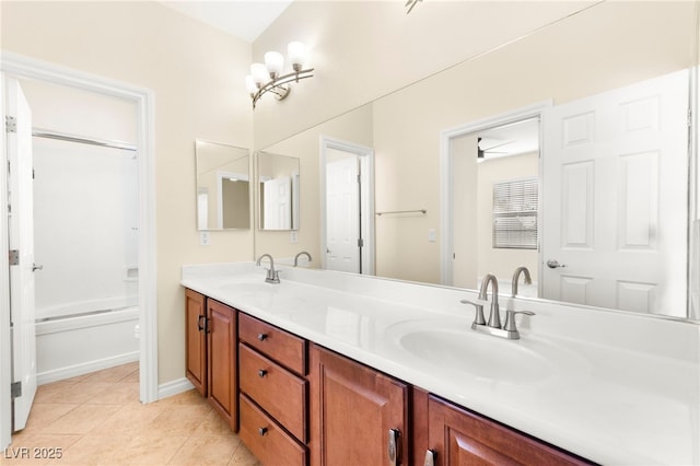 2755 Asgard Ave, Las Vegas, NV 89121 - full bath with double vanity, tile patterned flooring, and tub / shower combination