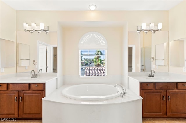 2755 Asgard Ave, Las Vegas, NV 89121 - full bathroom with two vanities and a garden tub