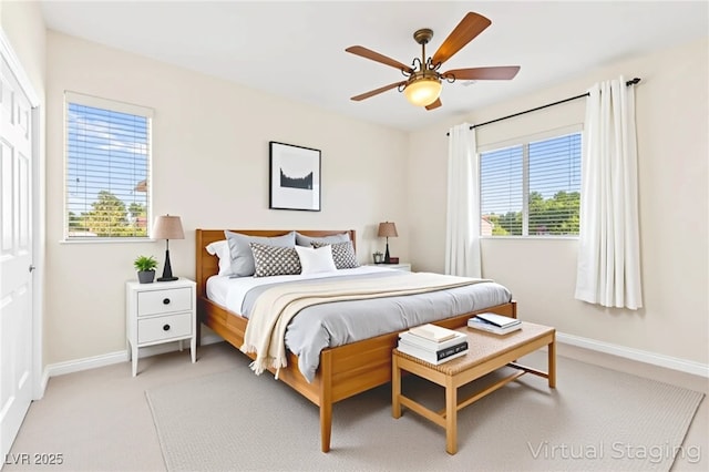 2755 Asgard Ave, Las Vegas, NV 89121 - bedroom featuring a ceiling fan and light carpet