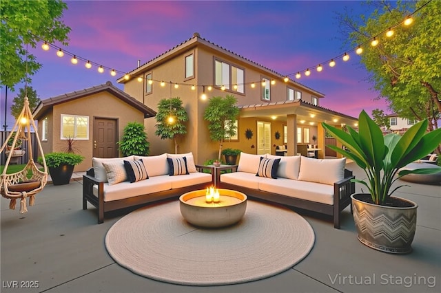 2755 Asgard Ave, Las Vegas, NV 89121 - view of patio / terrace featuring an outdoor living space with a fire pit