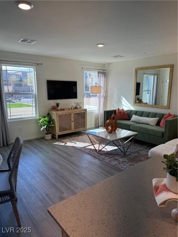 1900 Arietta Vista St, Henderson, NV 89044 - living area featuring wood finished floors and recessed lighting