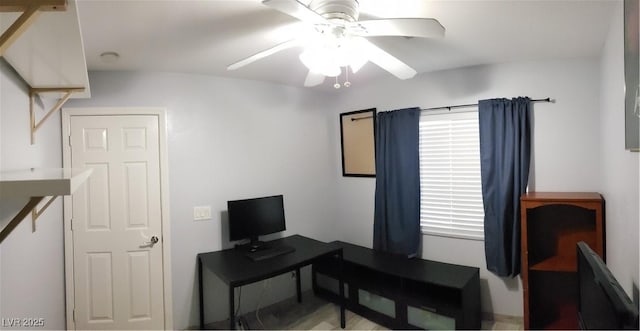 6283 Lapilli Ave, Las Vegas, NV 89139 - living area with a ceiling fan and a desk