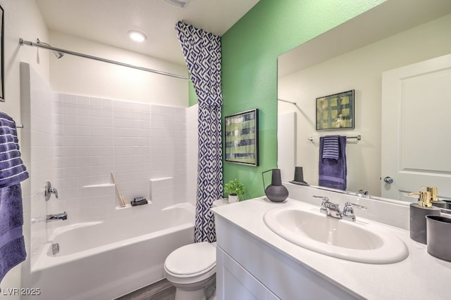 7965 Aurora Sky St Unit 621, North Las Vegas, NV 89084 - full bathroom with shower / bathtub combination with curtain, vanity, and wood finished floors