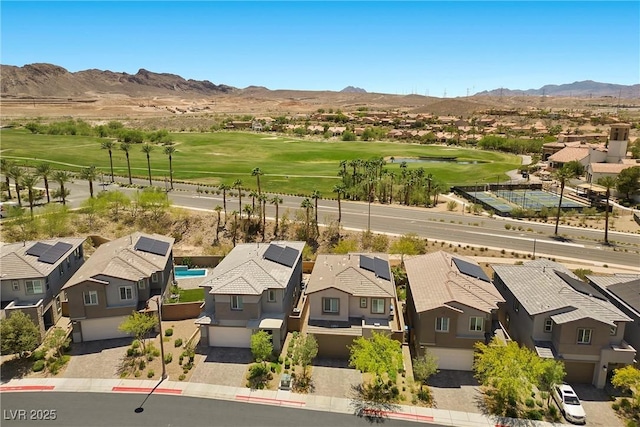 55 Strada Fontana, Henderson, NV 89011 - aerial perspective of suburban area with a golf course and a mountain backdrop