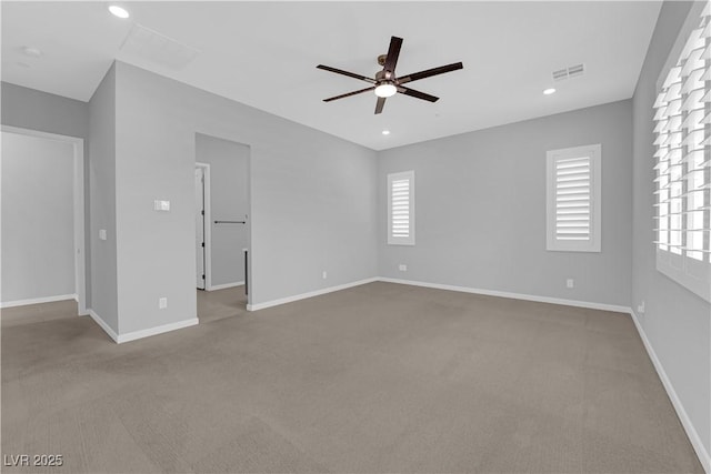 11909 Pippa Ave, Las Vegas, NV 89138 - empty room with a ceiling fan, carpet floors, healthy amount of natural light, and recessed lighting