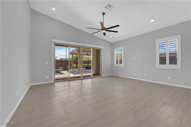 11909 Pippa Ave, Las Vegas, NV 89138 - spare room with ceiling fan, recessed lighting, and high vaulted ceiling