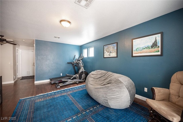 7021 Salt Marsh Ct, Las Vegas, NV 89148 - workout room with wood finished floors and ceiling fan