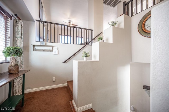 7021 Salt Marsh Ct, Las Vegas, NV 89148 - stairs featuring carpet and ceiling fan