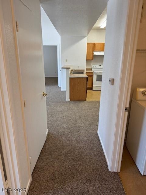 2019 Rancho Lake Dr Unit 102, Las Vegas, NV 89108 - hall featuring light carpet and washer / dryer