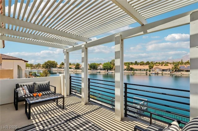 2469 Sun Reef Rd, Las Vegas, NV 89128 - balcony featuring a pergola, a water view, and an outdoor living space