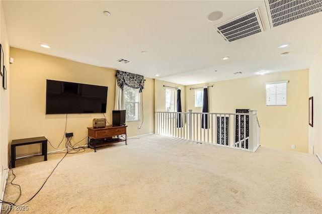 3168 Via Festiva, Henderson, NV 89044 - sitting room with carpet floors, an upstairs landing, and recessed lighting