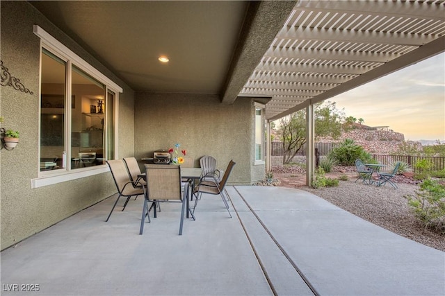 757 Bridle Path Ln, Mesquite, NV 89034 - fenced backyard featuring outdoor dining area, a pergola, and a patio area