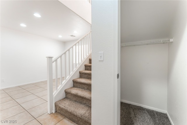 7553 Virginia Dale St, Las Vegas, NV 89131 - staircase with recessed lighting and tile patterned flooring