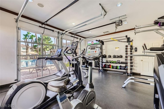 251 S Green Valley Pkwy Unit 3222, Henderson, NV 89012 - workout area with recessed lighting and a garage
