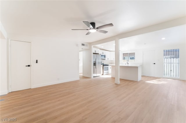 3320 Osage Ave, Las Vegas, NV 89101 - unfurnished living room with ceiling fan and light wood finished floors