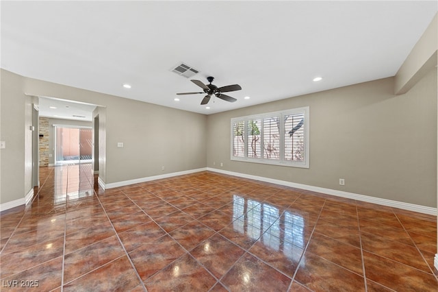 9409 Kayla Ct, Las Vegas, NV 89134 - tiled empty room featuring ceiling fan and recessed lighting