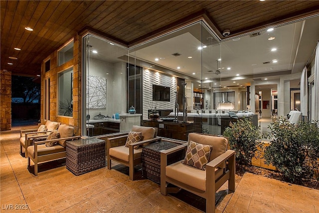 15 Golden Sunray Ln, Las Vegas, NV 89135 - common area featuring wood ceiling and recessed lighting