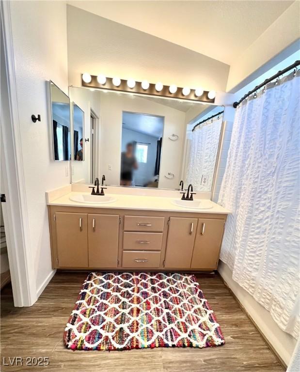 39 Belle La Blanc Ave, Las Vegas, NV 89123 - full bathroom with wood finished floors and double vanity
