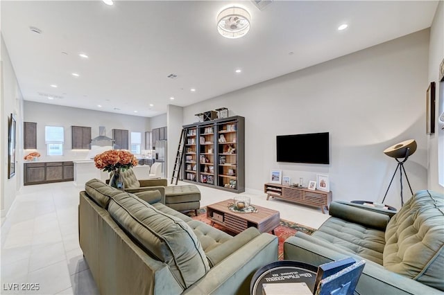 659 Spotted Falcon St, Las Vegas, NV 89138 - living room with recessed lighting and light tile patterned flooring