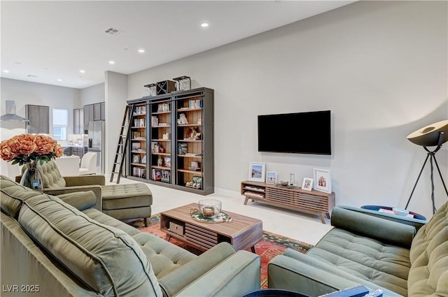 659 Spotted Falcon St, Las Vegas, NV 89138 - carpeted living room featuring recessed lighting