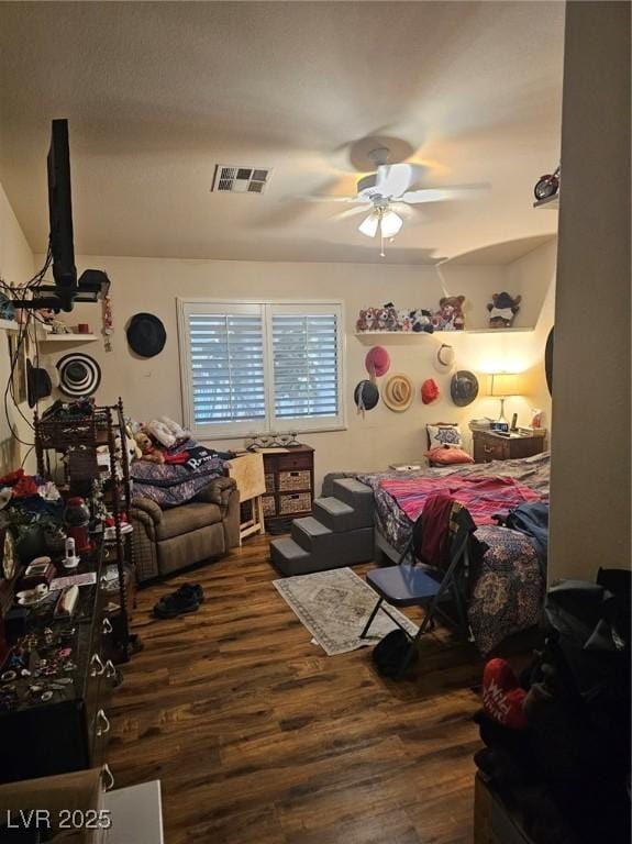 5717 Blizzard Breeze St, North Las Vegas, NV 89081 - living room featuring a ceiling fan and wood finished floors