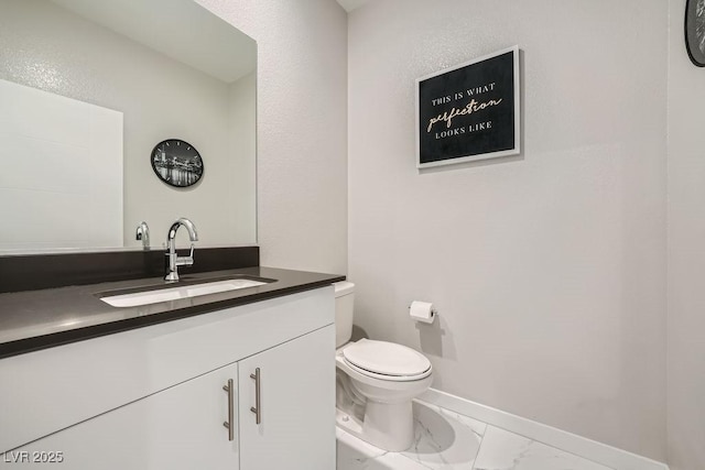 6834 Compass St, North Las Vegas, NV 89084 - half bathroom with marble look tile flooring and vanity