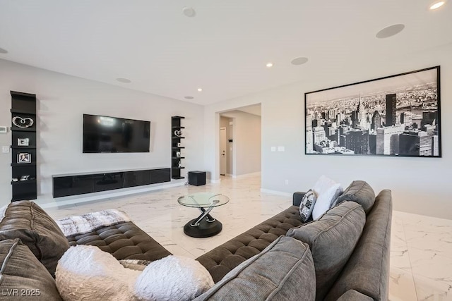 6834 Compass St, North Las Vegas, NV 89084 - living area featuring marble tiled flooring and recessed lighting