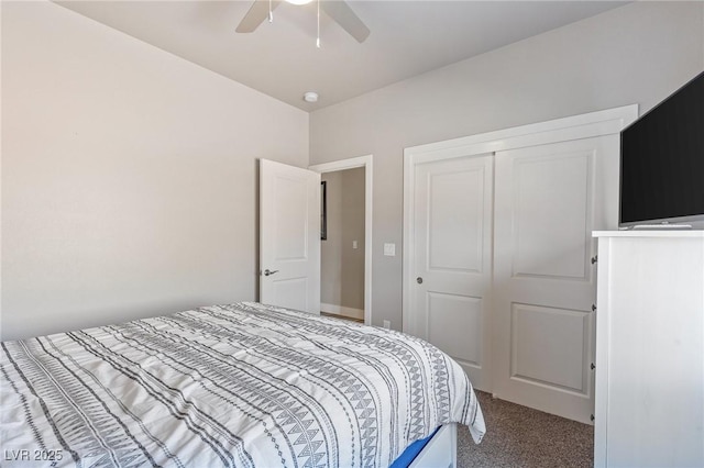 171 Weeping Willow Ct, Pahrump, NV 89048 - bedroom featuring carpet floors, a closet, and a ceiling fan