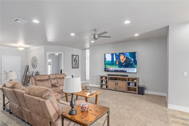 171 Weeping Willow Ct, Pahrump, NV 89048 - living room with recessed lighting, a ceiling fan, and decorative columns