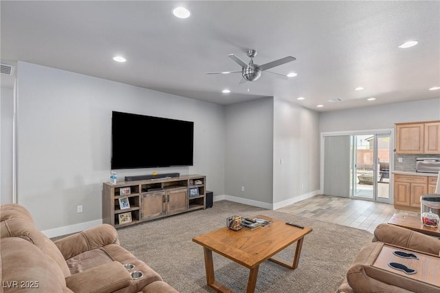 171 Weeping Willow Ct, Pahrump, NV 89048 - living room with ceiling fan and recessed lighting